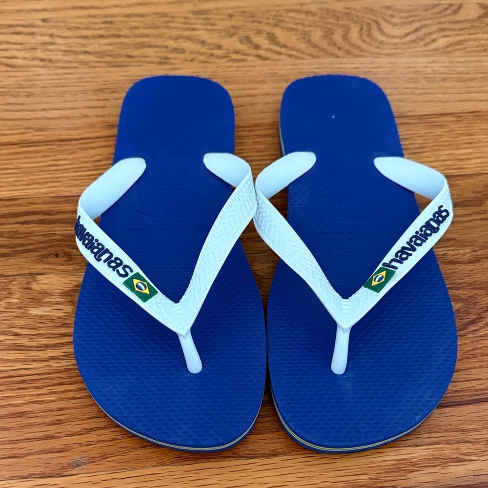 Havaianas Navy Blue Flip Flops with White Straps